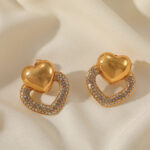 Golden Heart Crystal Earrings