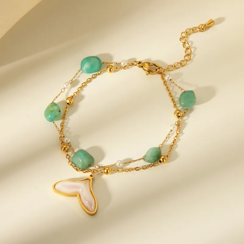 Charm Bracelet with Green Beads - Image 2