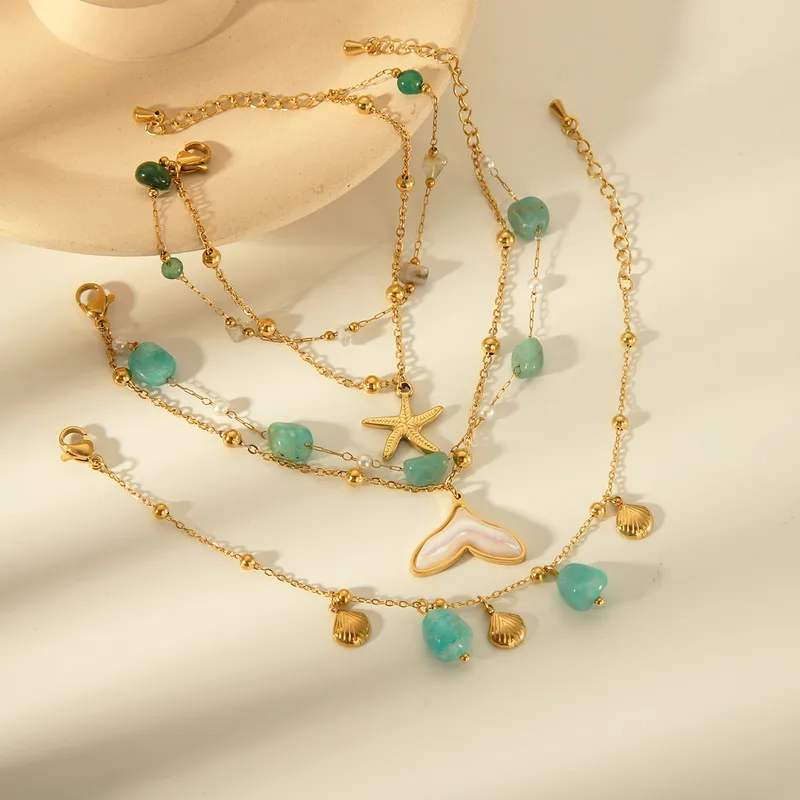 Charm Bracelet with Green Beads