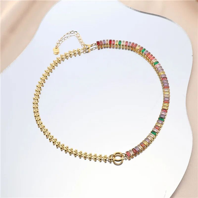 Golden Rainbow Gemstone Beaded Bracelet