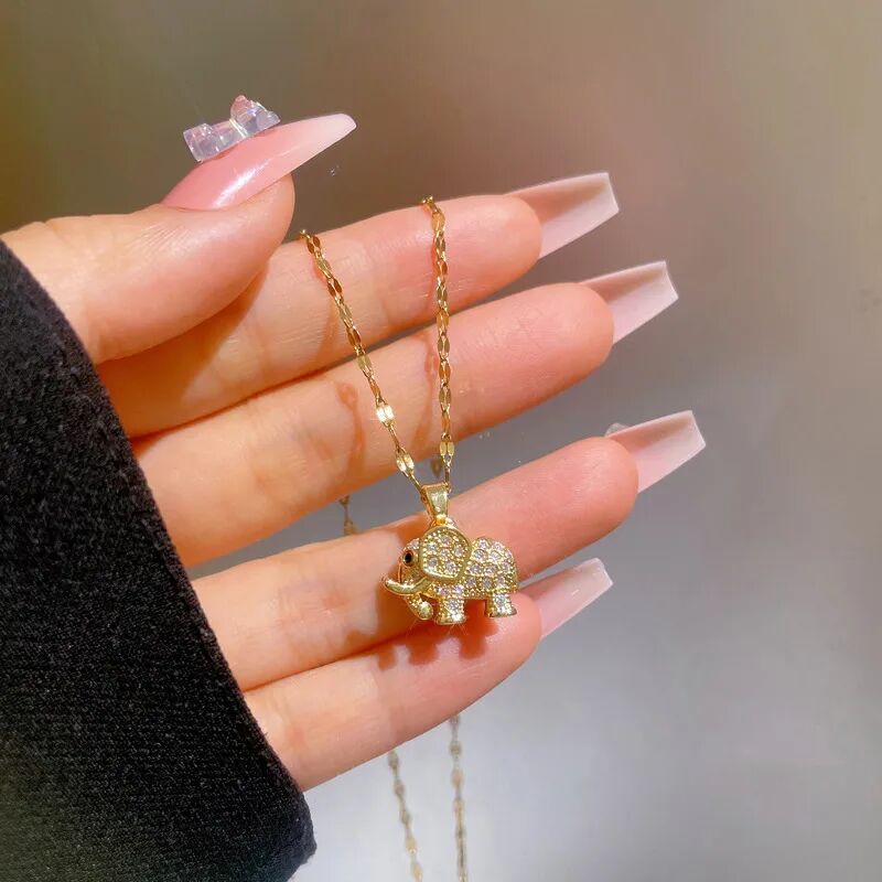 Gold Elephant Pendant Necklace