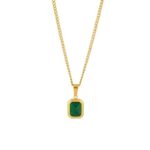 Elegant Green Stone Gold Pendant Necklace