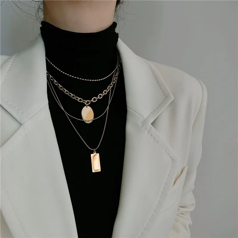 Gold Multi-Layer Pendant Necklace - Image 2