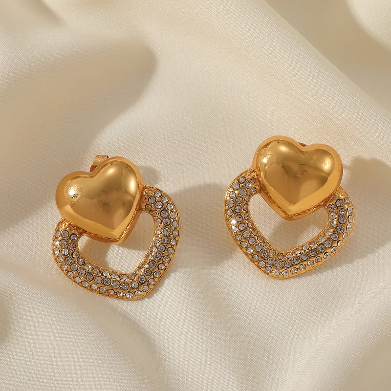 Golden Heart Crystal Earrings - Image 2