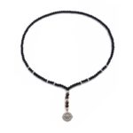 Black Beaded Necklace with Eye Pendant