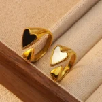 Adjustable Enamel Heart Ring