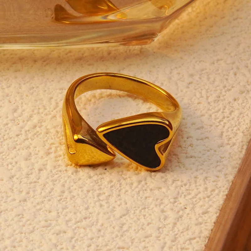 Adjustable Enamel Heart Ring - Image 2