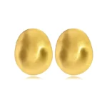Hammered Oval Gold Statement Earrings