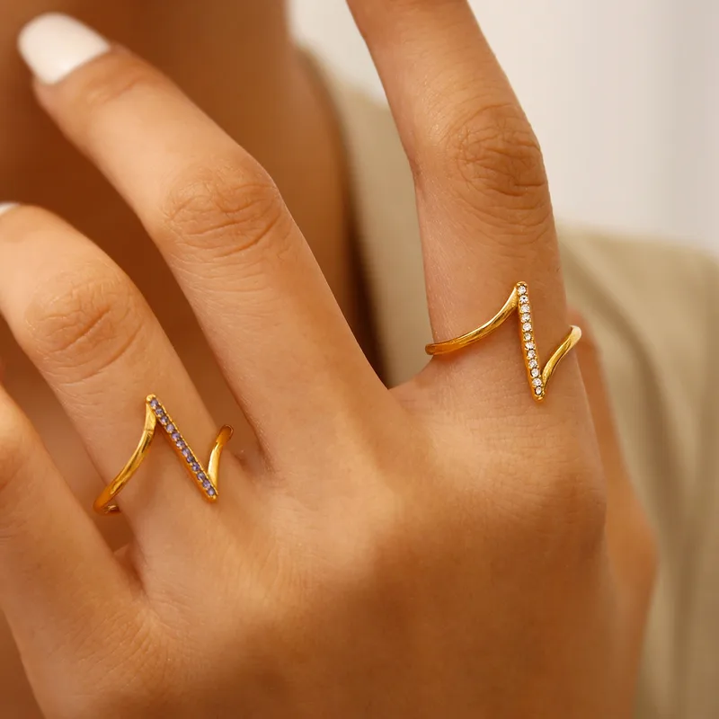 V-Shape Ring with Crystals - Image 6