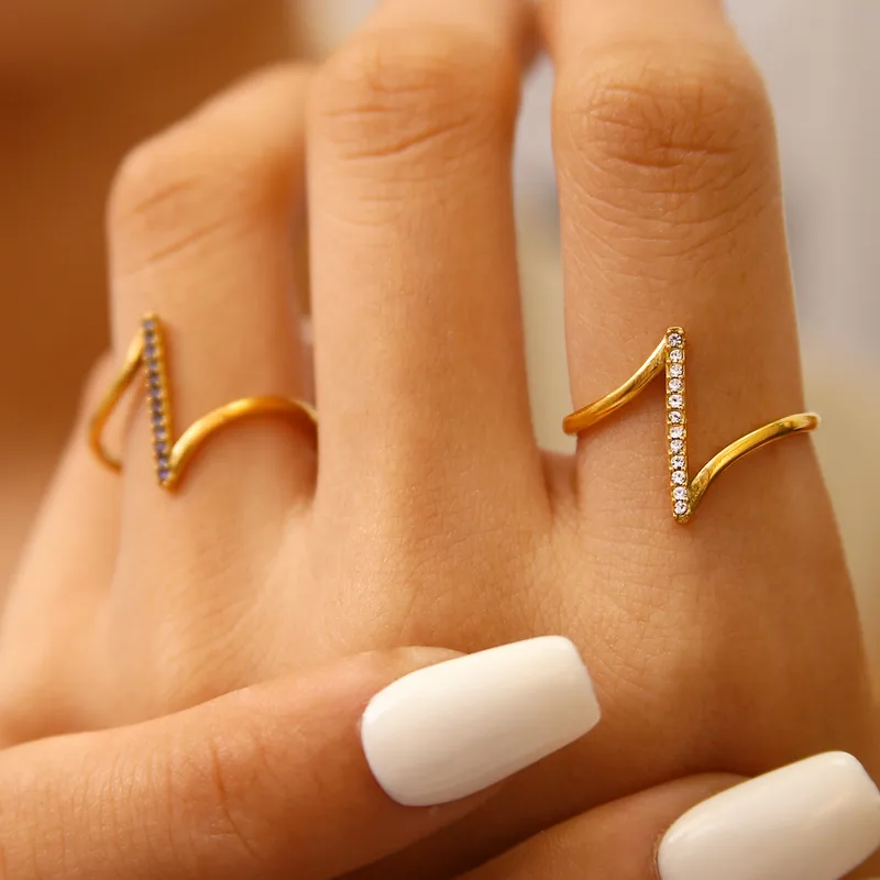 V-Shape Ring with Crystals - Image 4