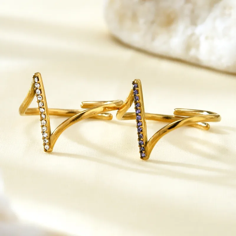 V-Shape Ring with Crystals - Image 2
