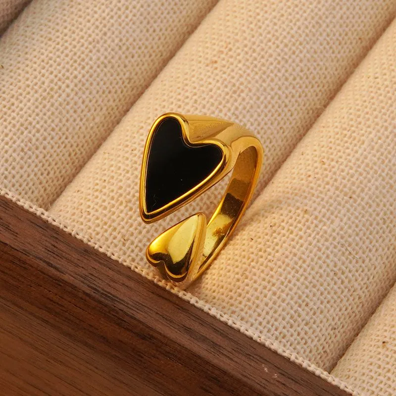 Adjustable Enamel Heart Ring - Image 3