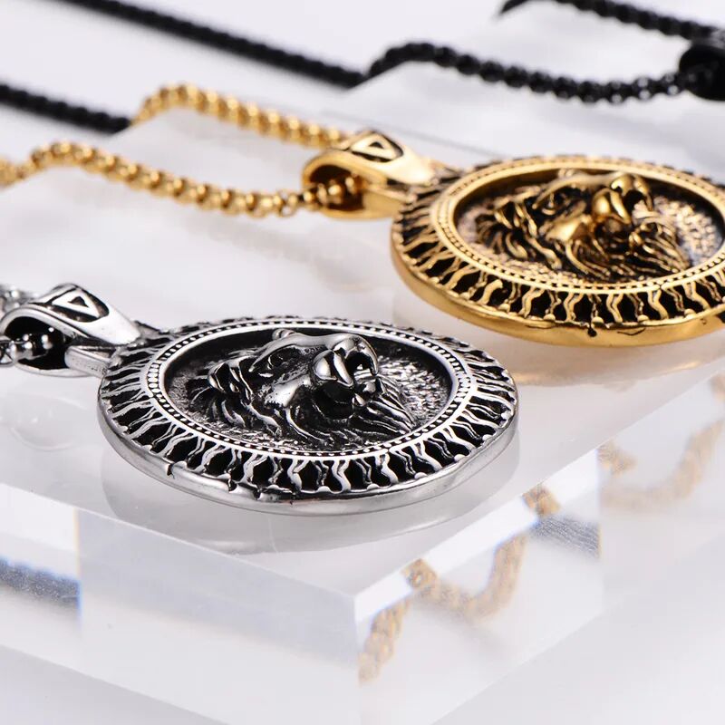 Lion Head Medallion Pendant Necklace - Image 4