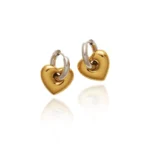 Golden Heart Charm Hoop Earrings