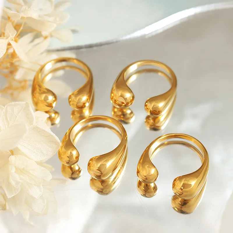 Gold Ball Open Ring Adjustable - Image 4
