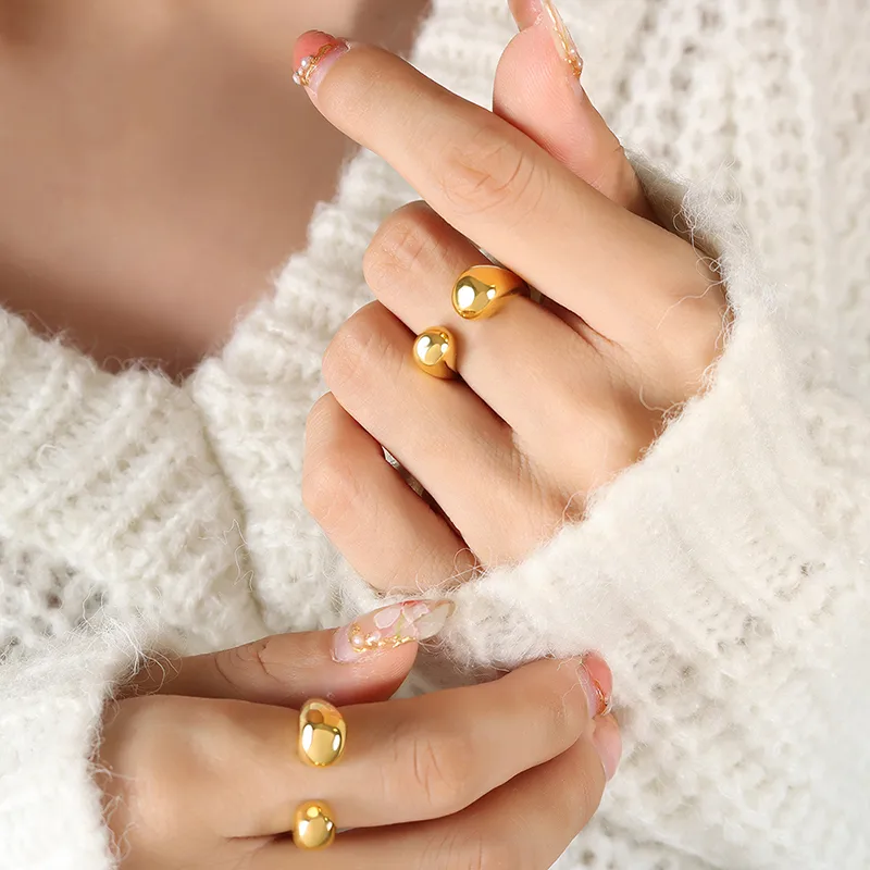 Gold Ball Open Ring Adjustable - Image 2