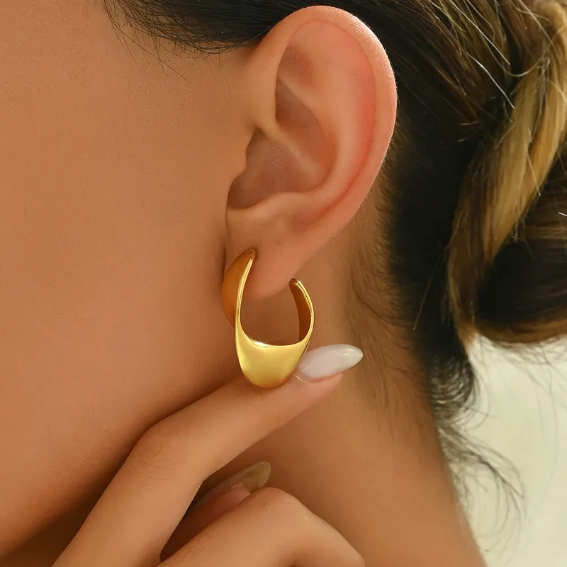 Golden Crescent Hoop Earrings - Image 8