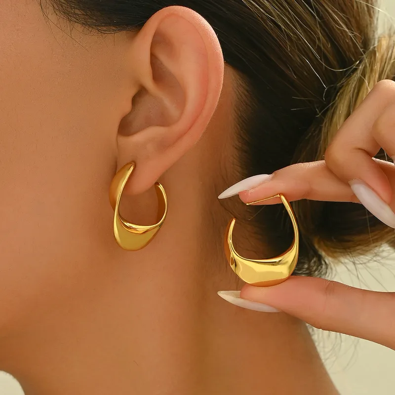 Golden Crescent Hoop Earrings - Image 7
