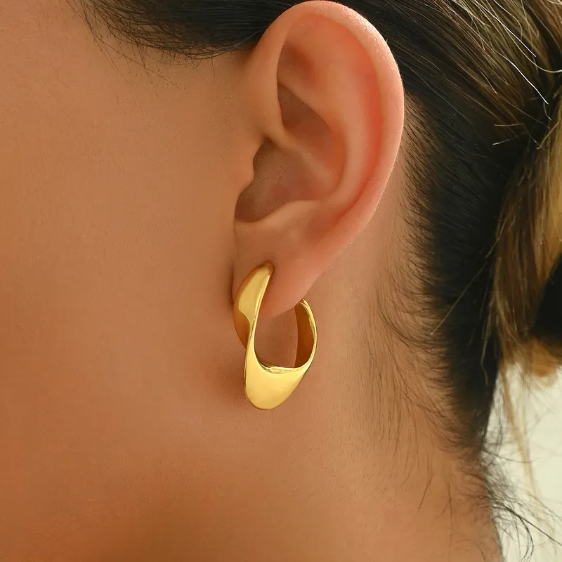 Golden Crescent Hoop Earrings - Image 6