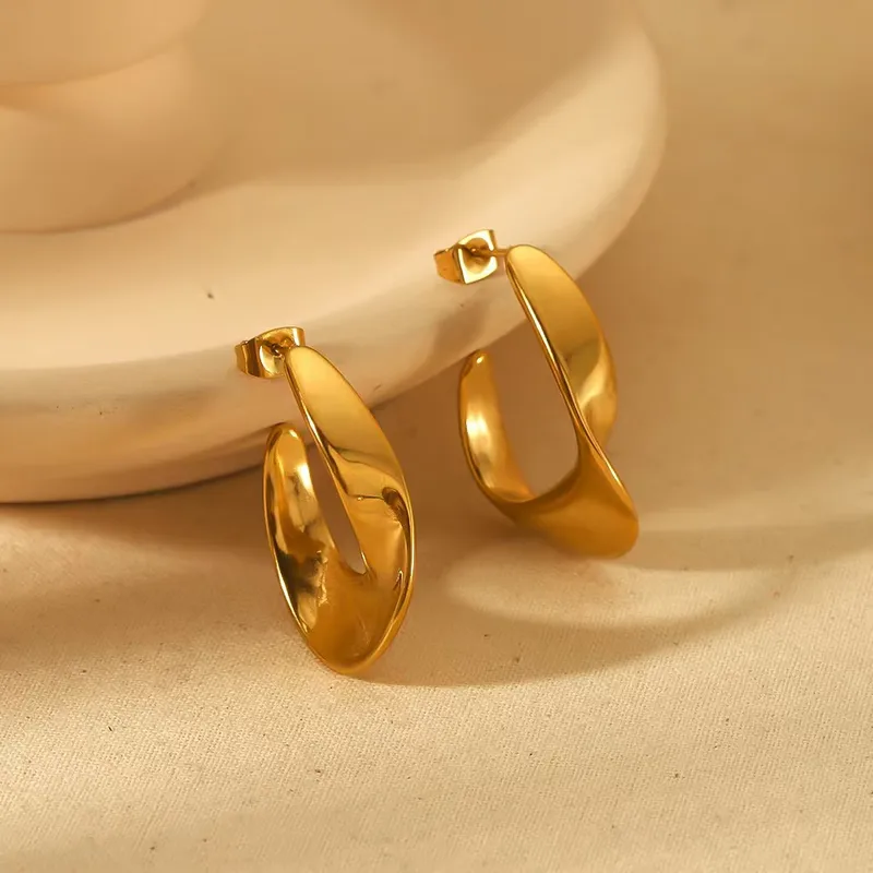 Golden Crescent Hoop Earrings - Image 4