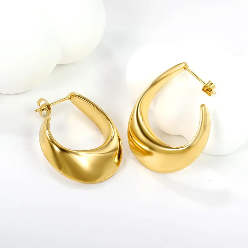 Golden Crescent Hoop Earrings - Image 2