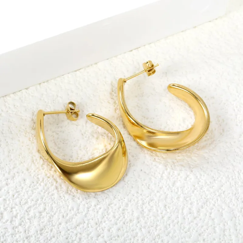Golden Crescent Hoop Earrings
