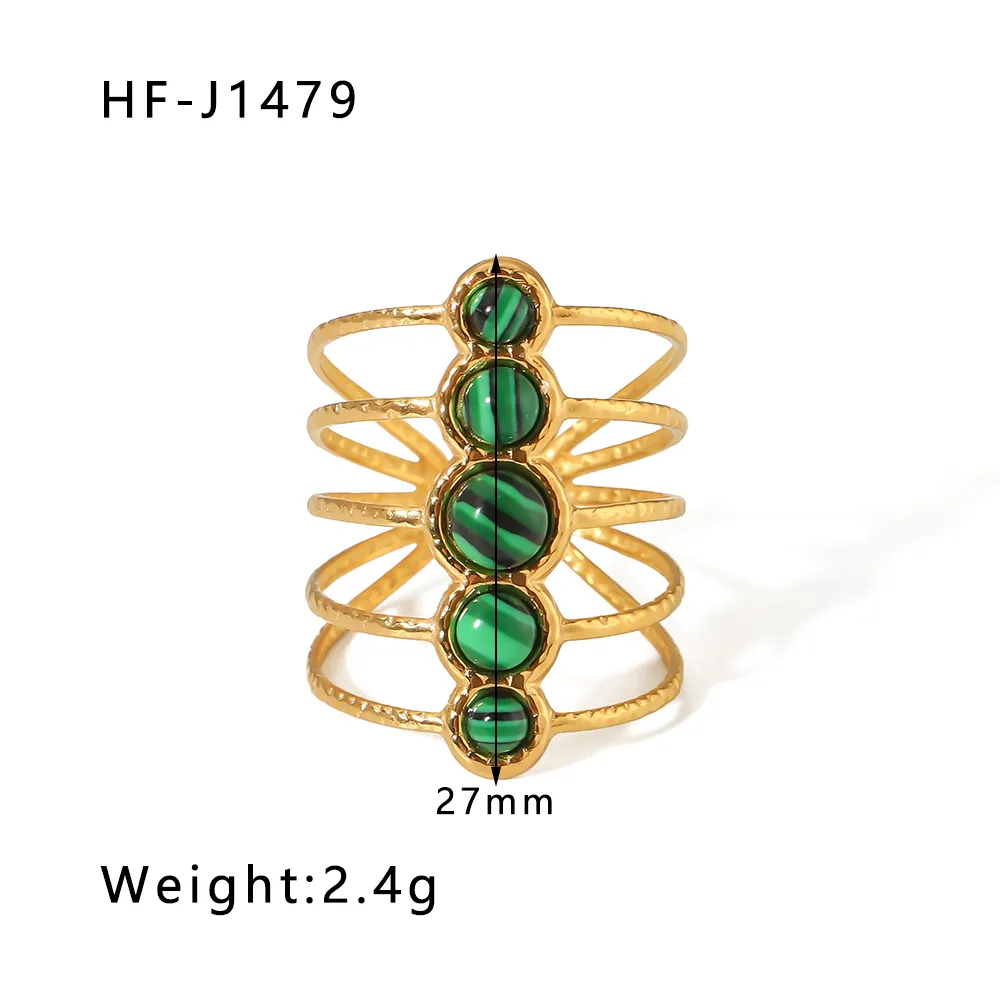 Green Malachite Statement Rings - Image 2