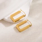 Rectangular Gold Hoop Earrings