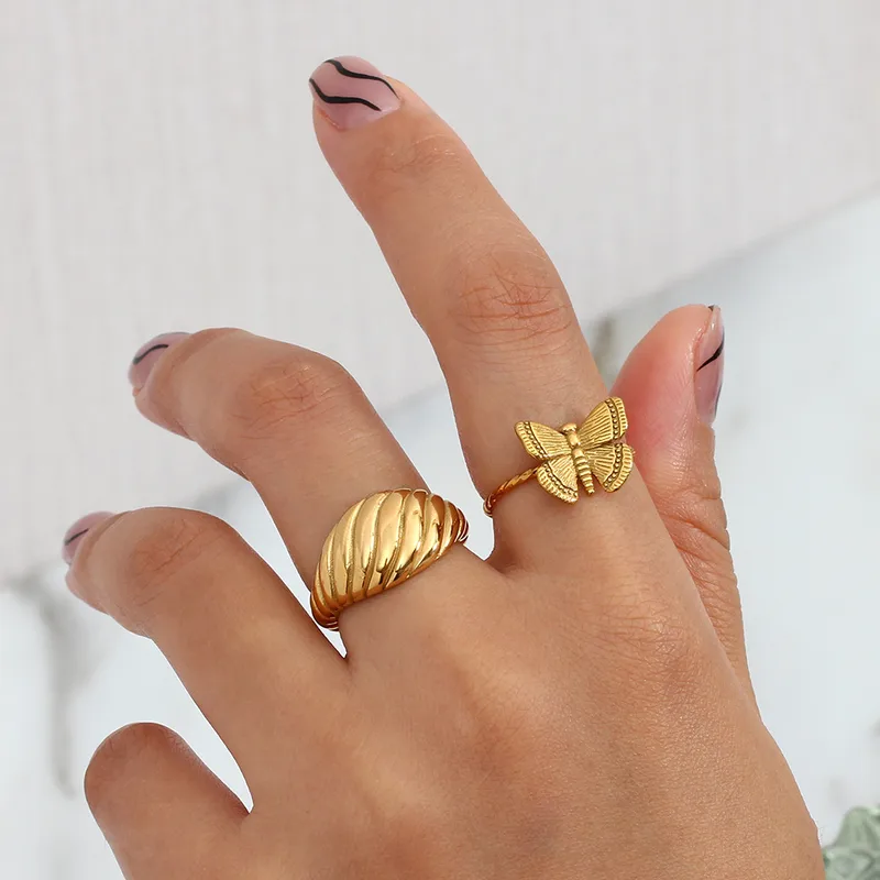Gold Butterfly Adjustable Ring - Image 2