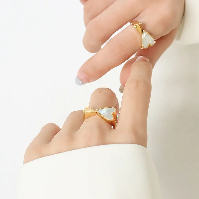 Adjustable Enamel Heart Ring - Image 9