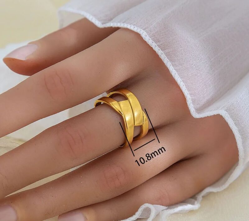 Gold Celestial & Statement Rings Collection – Adjustable Moon, Star, Heart, Mother of Pearl, Wave, and Twisted Bands - Image 9