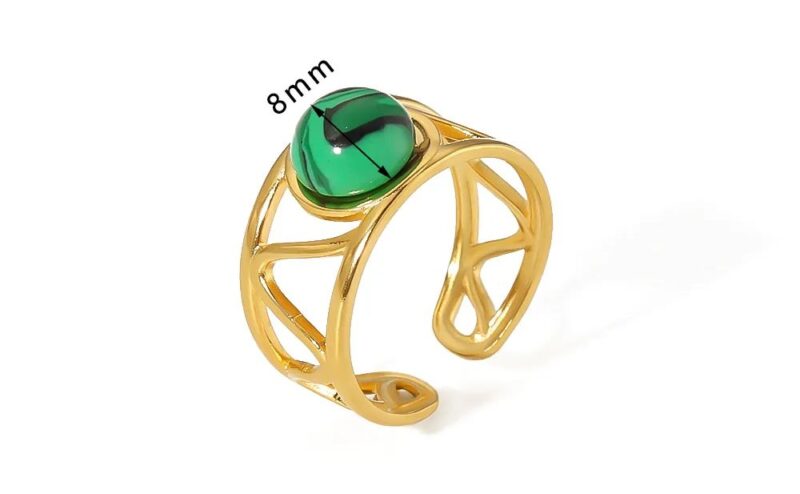 Green Malachite Statement Rings - Image 4
