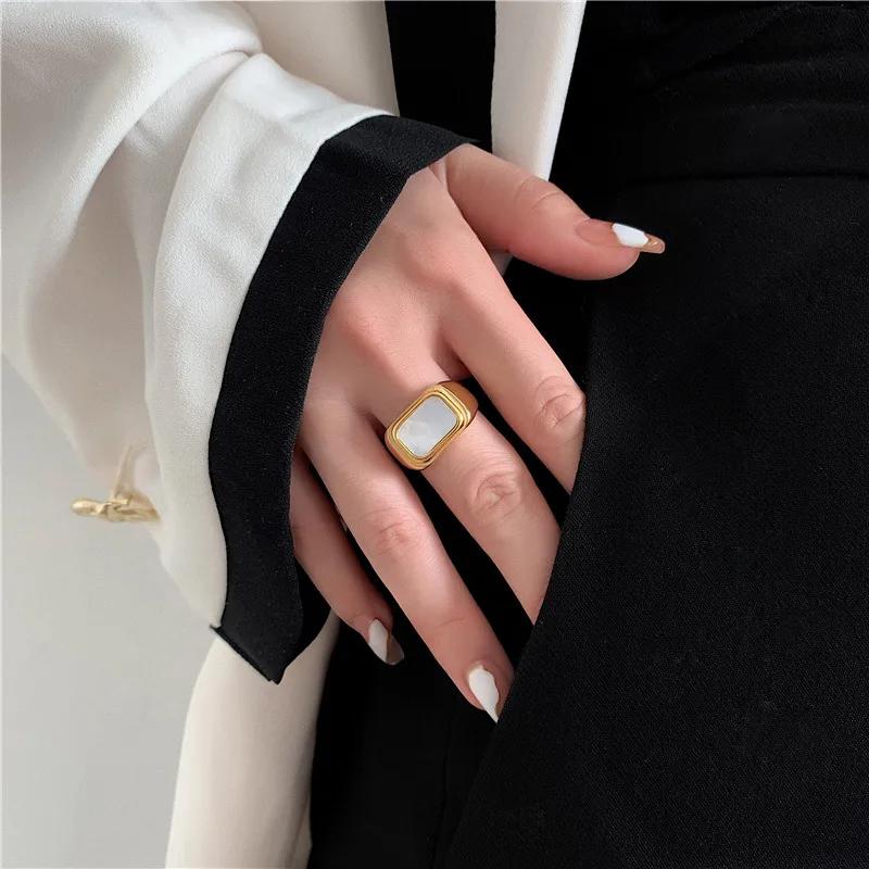 Golden Mother of Pearl Signet Ring - Image 2