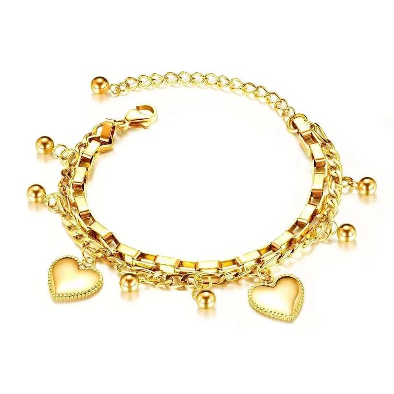 Heart Charm Layered Bracelet