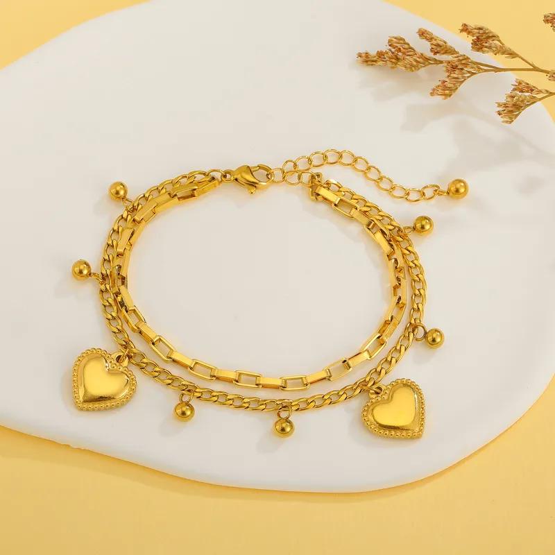 Heart Charm Layered Bracelet - Image 4