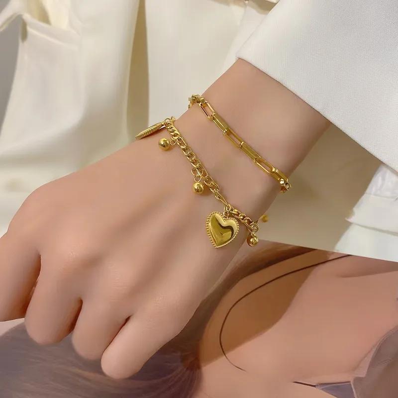Heart Charm Layered Bracelet - Image 2