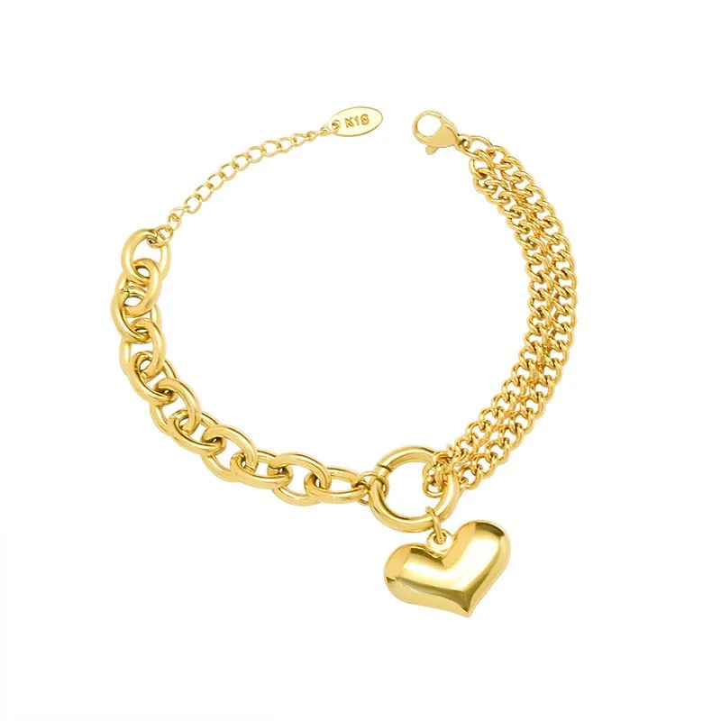 Gold Heart Charm  Bracelet