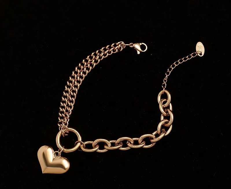 Gold Heart Charm  Bracelet - Image 3