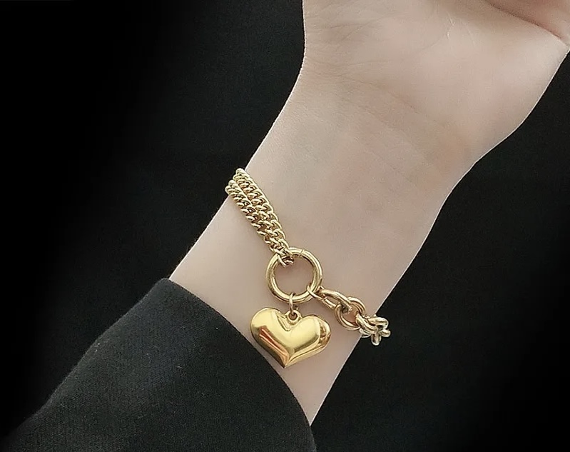 Gold Heart Charm  Bracelet - Image 4