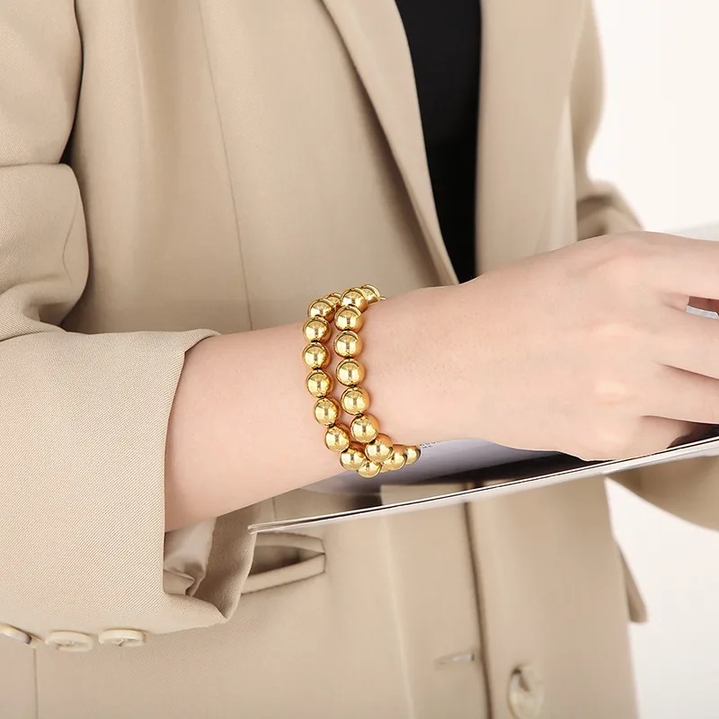 Classic Gold Beaded Bracelet - Image 2