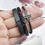 Triple Bracelet Set with Cross Accents