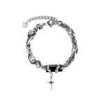 Silver Gothic Bracelet with Cross Charm