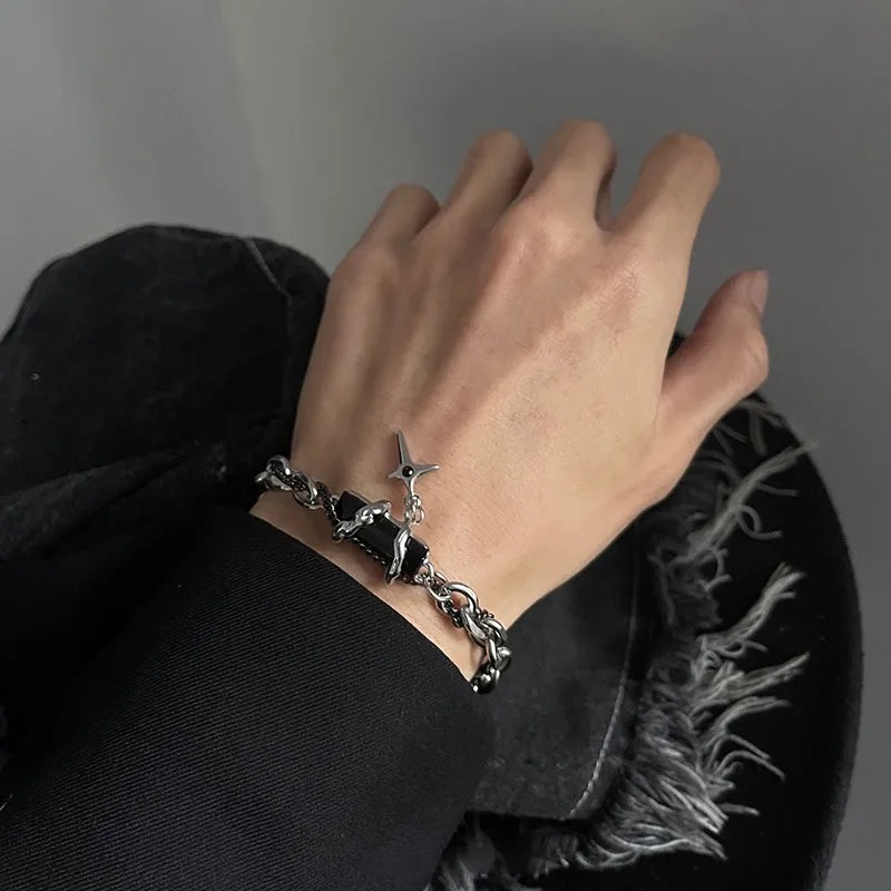 Silver Gothic Bracelet with Cross Charm - Image 5