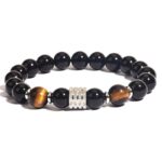 Black Onyx & Tiger Eye Adjustable Beaded Bracelet