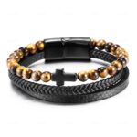 Tiger's Eye & Leather Layered Bracelet