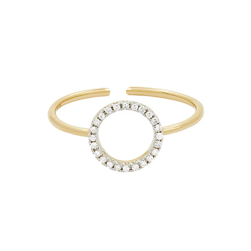 Sterling Silver Elegant Open Circle Crystal Ring - Image 5