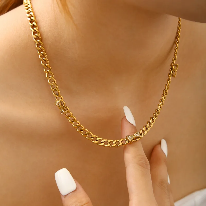 Cuban Chain Necklace with Crystal Accents - Image 8