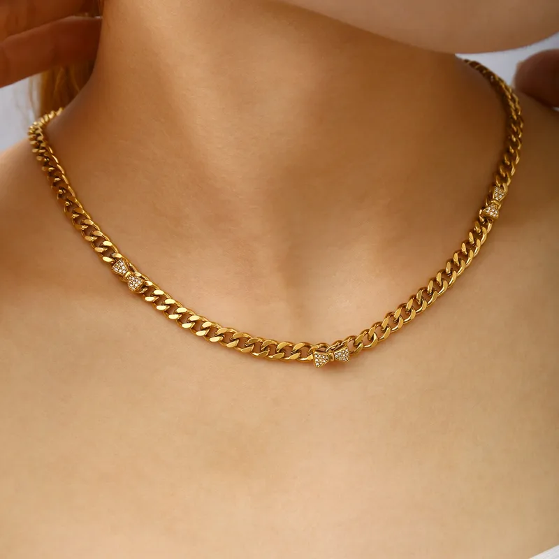 Cuban Chain Necklace with Crystal Accents - Image 5