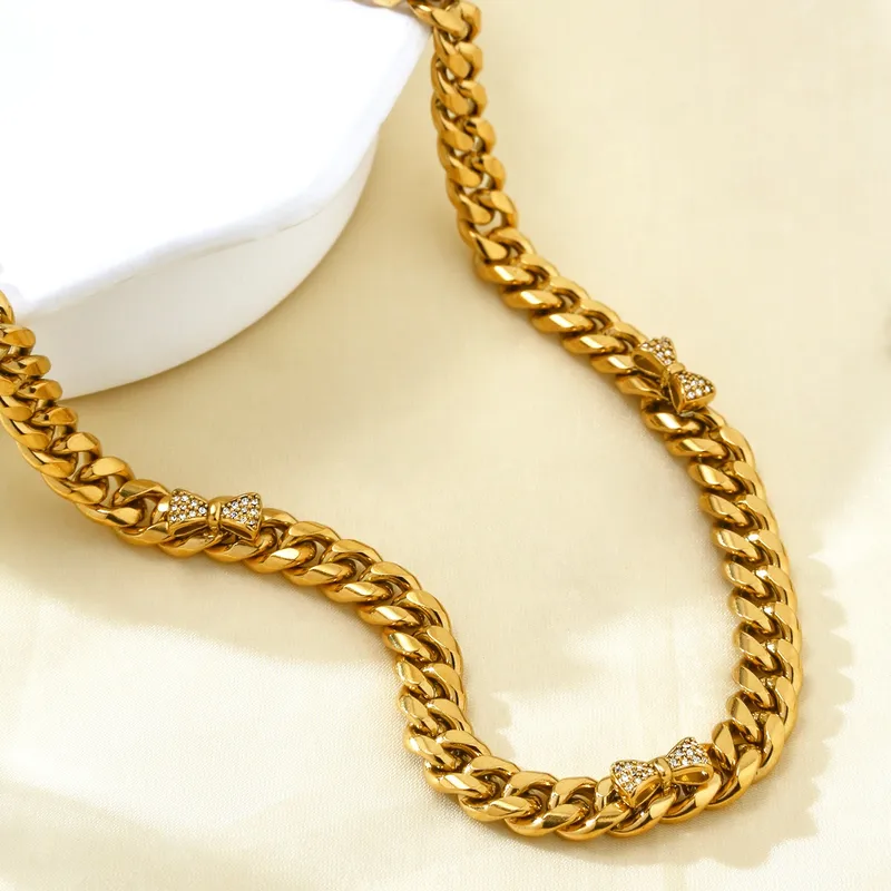 Cuban Chain Necklace with Crystal Accents - Image 2