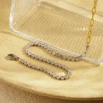 Two-Tone Crystal & Gold Link Necklace